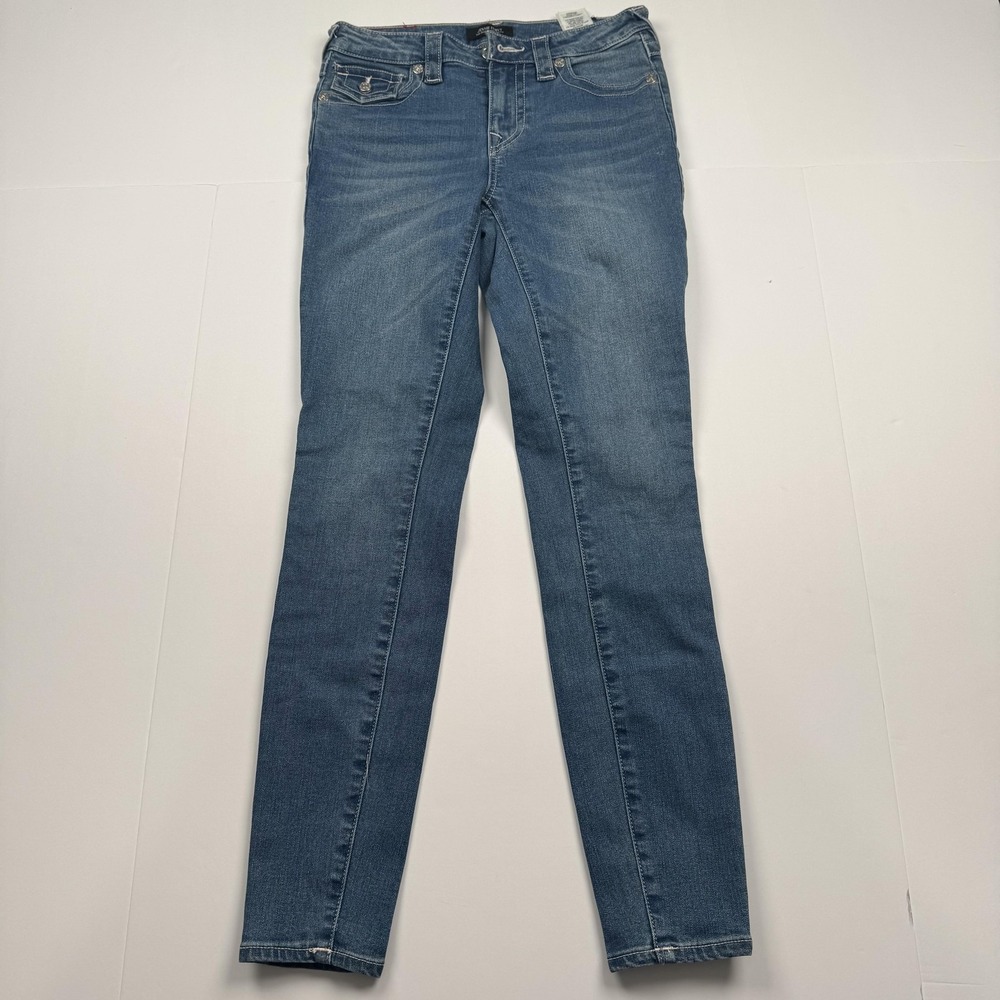 True Religion Jennie Curvy Jeans Womens 26 (26x28) Blue Mid Rise Super Skinny